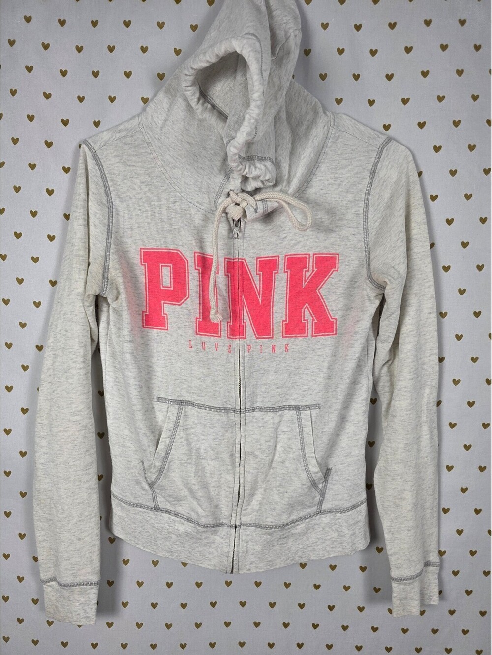 Victorias Secret Pink Full zip Logo Sweater Jacket XS